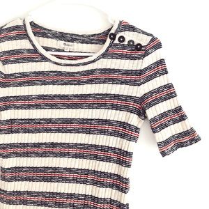 Stripped Ribbed Midi Dress